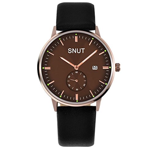 Echtes Leder Gürtel Uhren wasserdicht Student Kalender Quarz Herrenuhr , brown Cover