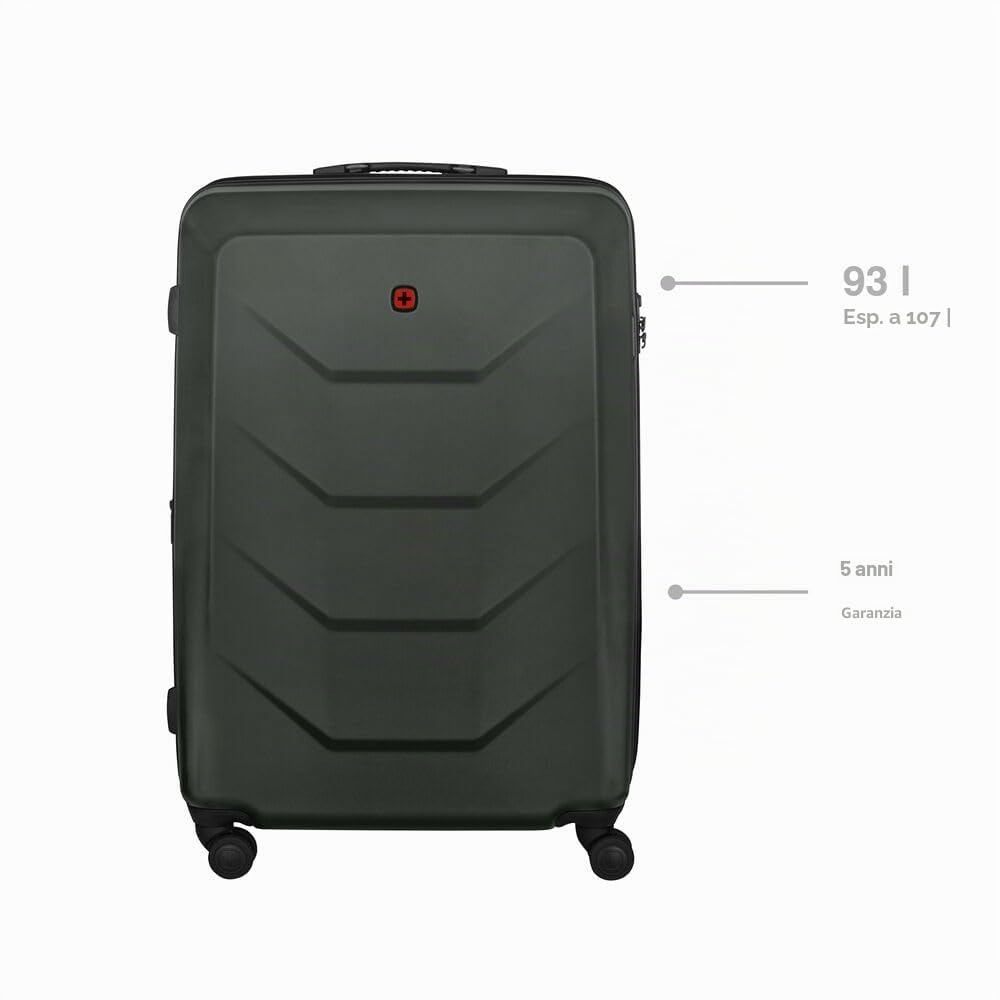 WENGER Prymo Large Valigia Rigida con 4 Ruote, Trolley, Grande, 93 (107) l, Serratura, Uomo Donna, Viaggi Vacanze, Antracite, 653637