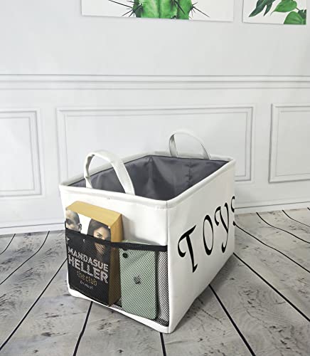 Image of Rectangular Nursery Storage Basket, Canvas Organizer, Large Kids Storage Box Hamper for Children's Toys, Books, Boys and Girls Gift Basket