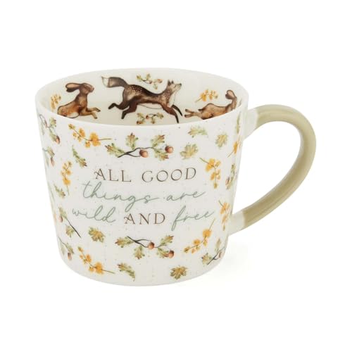 Cooksmart Forest Fable Conical Mug – All Good Things | British Designed New Bone China Mug | Woodland-Inspired Coffee & Tea Cup | Rustic Farmhouse Drinkware | Dishwasher & Microwave Safe | 330ml