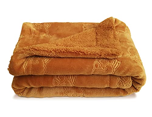 eYone Couverture en polaire pour bébé garçon ou fille Motif mouton en relief avec sherpa Marron 75 x 100 cm