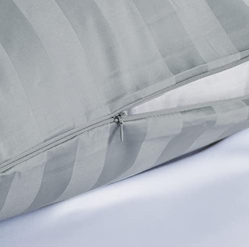 Image of 100% Egyptian Cotton Body Pillow Cover Long Pillow Case, 600 Thread Count Bed Pillow Protector with Zipper, Sateen Weave Cooling Full Body Pillowcase for Adults 20x54 Inches (1PC, Body, Striped Gray)