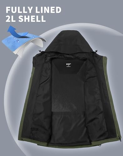 Pioneer Camp Herren Regenjacke Wasserdicht Atmungsaktiv Outdoor Jacke Mit Kapuze 4 Taschen – Bild 3