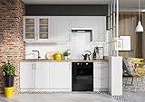 JAZZI S  Cucina Lineare Completa L 240cm 7 pz  Set di mobili da cucina  Finitura opaca + Maniglie in metallo