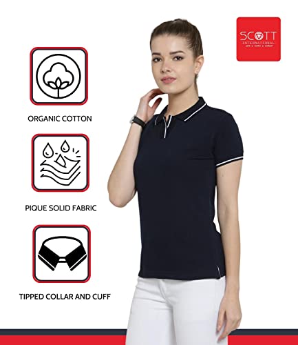 Image of Scott International Women's Regular Fit 100% Pure Organic Cotton Polo T-Shirt | Womens Polo Collar Neck T-Shirt | Cotton Plain Polo Neck Half Sleeve T-Shirt | Tshirts for Women