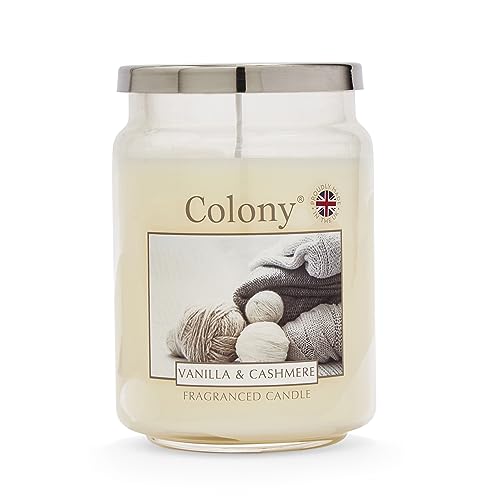Wax Lyrical, Colony Vanilla & Cashmere Large Candle, Burn Time of Up 100 Hours, White