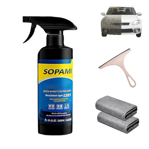 Sopami Car Coating Spray, Quick Effect Coating Agent, Automotive Glass Oil Film Remover, Multi-Functional Car Windows Oil Film Cleaning Removal Spray for All Vehicles (1 PC)