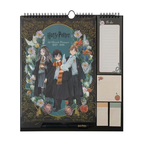Grupo Erik - Calendrier Harry Potter - de Septembre 2025 à Décembre 2026 | Planificateur Mensuel 16 mois, Calendrier Familial 2025 2026 avec Crochet