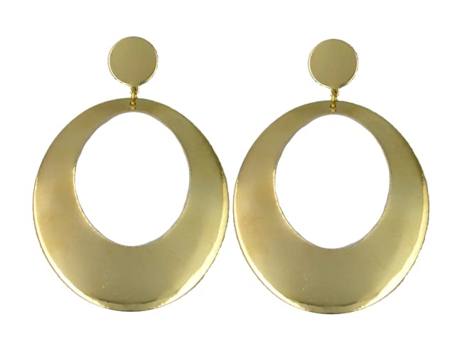 Pendiente semi ovalado de color dorado