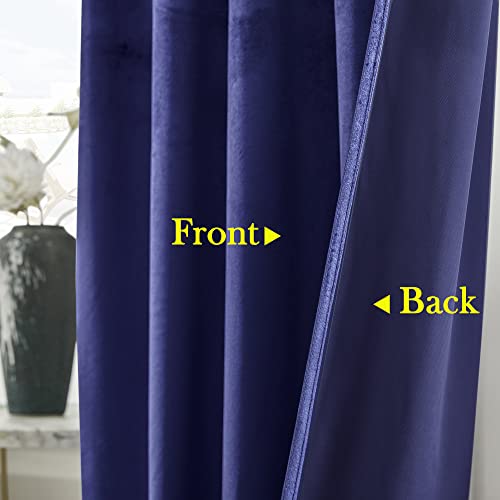 Timeper Velvet Curtains 96 Inches - Purplish Blue Curtains Blackout Curtains, Back Tab & Rod Pocket Design Window Curtains For Hallway/Dining, Blue, W52 X L96, 2 Panels #TOP5