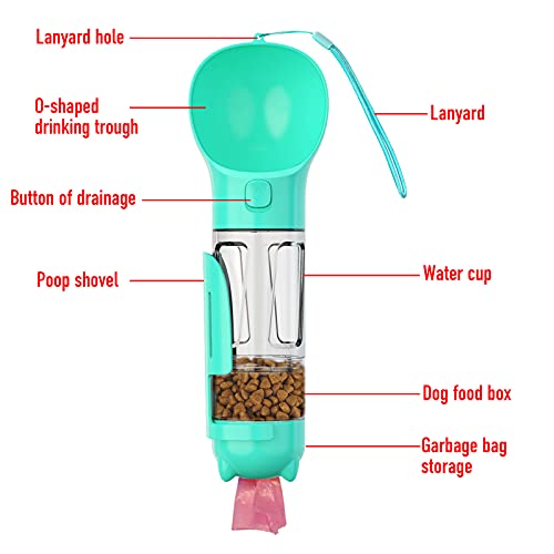 Dog Water Bottle 4 in 1 Portable Pet Water Bowl Dispenser with Dog Whistle, Pet Travel 10OZ (300ML) Water Cup with Food… - Image 7