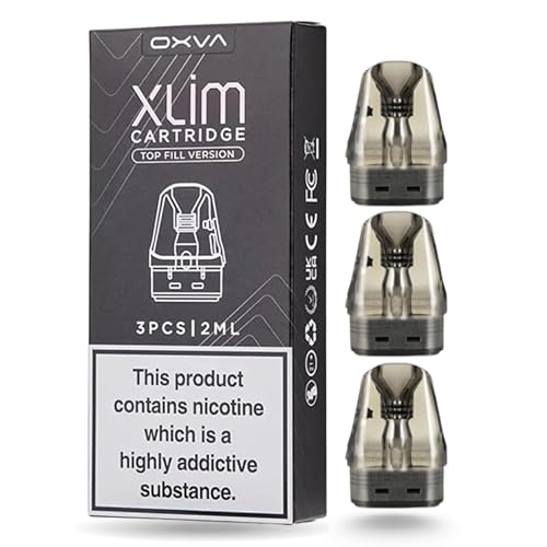 OXVA Xlim Pods V3 for Oxva Pro & SE Xlim 2ml Cartridge Top Filling v3 Pods Pack of 3 No Nicotine. (0.6 Ohm)