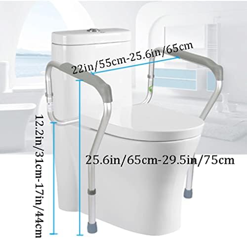 Adjustable Compact Toilet Safety Rails for Elderly, Bathroom Grab Bar Support, Secure Toilet Assist Handles for Stability and Safety, Height Adjustable Toilet Safety Aid