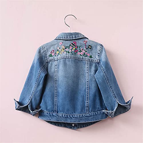 Autumn Girls Denim Jackets Coats Embroidered Flowers Lapel Cowboy Coat Denim Jacket for Baby Girls Floral Jeans Outwear4