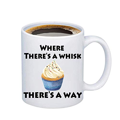 bobauna Baking Ceramic Coffee Mug Baker Chef Gift Where There's A Whisk There's A Way Bakery Mug Gift For Baker Pastry Chef (bake whisk way mug)