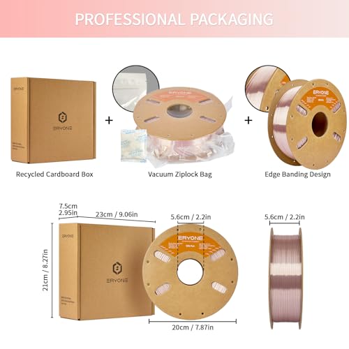 Image of ERYONE Silk PLA Filament for 3D Printer 1.75mm + /- 0.03mm, Shiny Filament 1kg (2.1lbs) /Spool, Rose Gold(Champagne Pink)