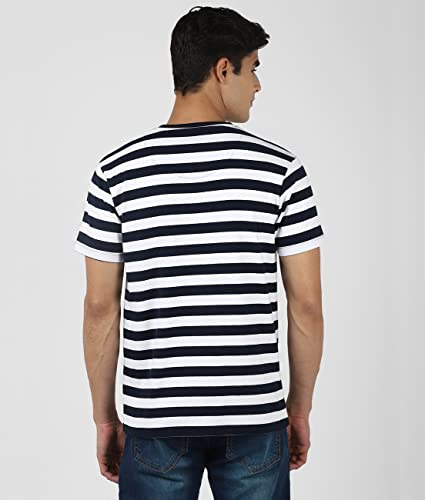 Image of UrbanMark Men Cotton Striped T-Shirt