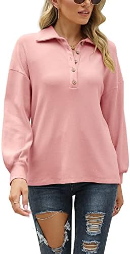 KIKIBERRY Womens Shirt Collar V Neck Button Long Sleeve Casual Lightweight Sweatshirt Tops 1 KIKIBERRY Womens Shirt Collar V Neck Button Long Sleeve Casual Lightweight Sweatshirt Tops