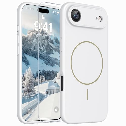 Image of Magnetic for iPhone Air Case,Shockproof Matte Cover,White | with Screen Protector,Compatible with MagSafe,Military Grade Drop Protection,Full Camera Protection,Non-Slip Design Case
