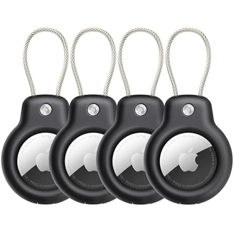SPGUARD Airtag Holder for Apple AirTag Secure Holder With Wire Cable, 4 Pack Air Tag Lock Case Keychain Key Ring Key Chain Luggage tag For Keys, Luggage & More Men Women's Keyrings & Keychains Cover
