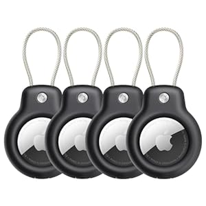 SPGUARD Airtag Holder for Apple AirTag Secure Holder With Wire Cable, 4 Pack Air Tag Lock Case Keychain Key Ring Key Chain Luggage tag For Keys, Luggage & More Men Women’s Keyrings & Keychains