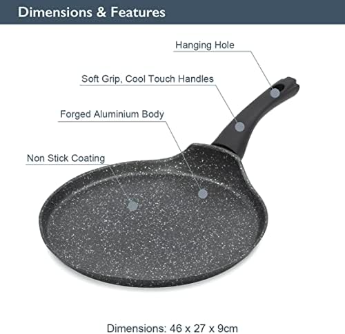 Blackmoor Classic 26cm Pancake Pan / Non-Stick Coating / Cool Touch Handle / Suitable for Induction Hob, Electric and Gas Hobs / Crepe Pan, Roti Maker, Omelette Pan, Chapati Pan, Tawa