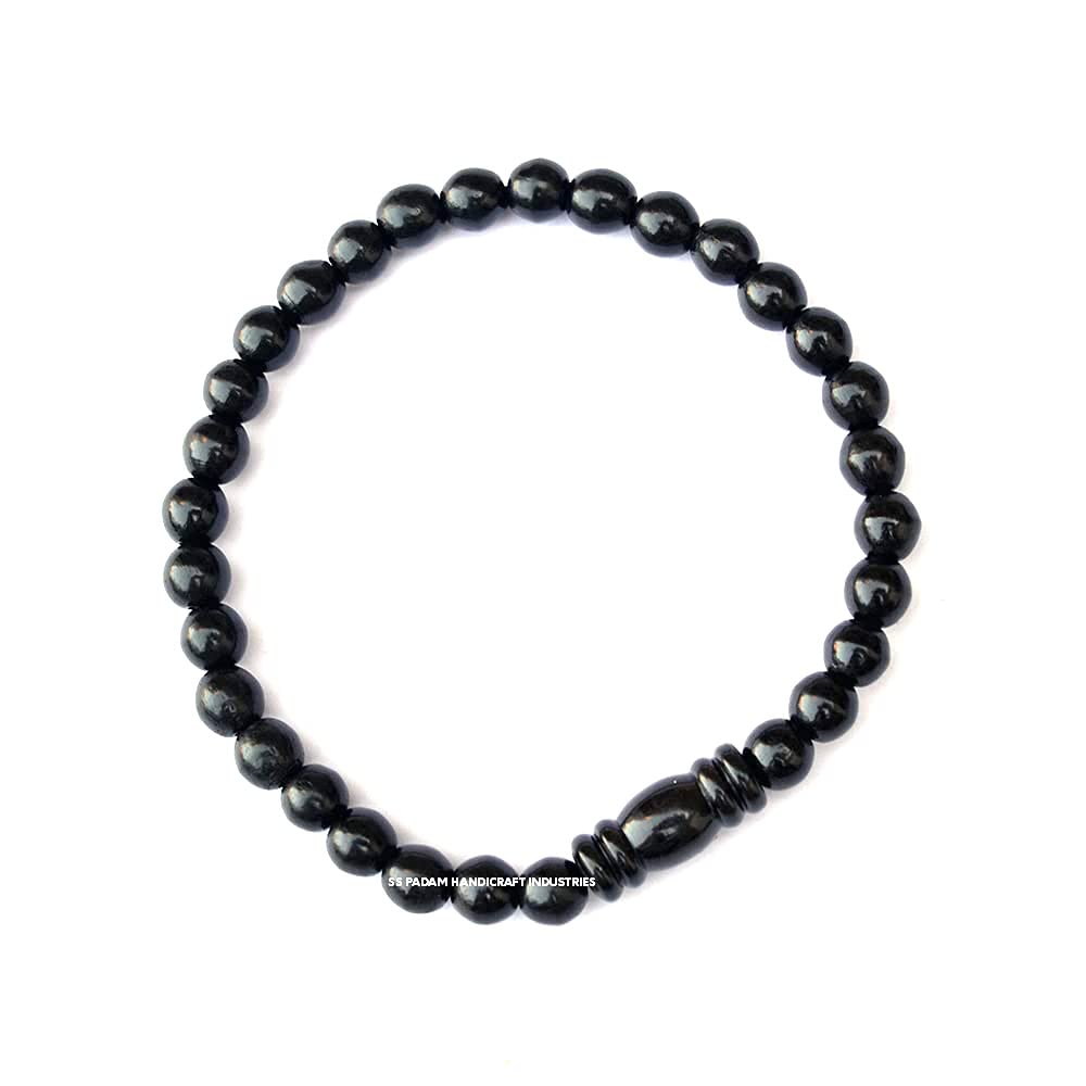 S.S. PADAM HANDICRAFT INDUSTRIESEbony Wood Karungali Beads 6mm Wrist Bracelet