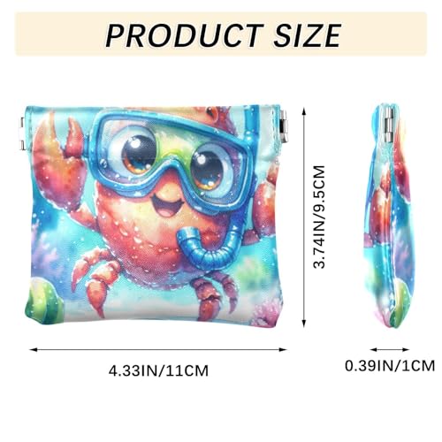 Cute Crab Underwater Coin Purse Leather Pouch Change Purse, Squeeze Coin Pouch for Cards, Keys & Lipsticks, Unisex3