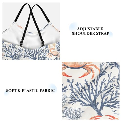 senya Girls Swimsuits One-Piece Swimwear Tie Bathing Suit Beach Summer Round Neck 9-10T Crab Coral Pattern3