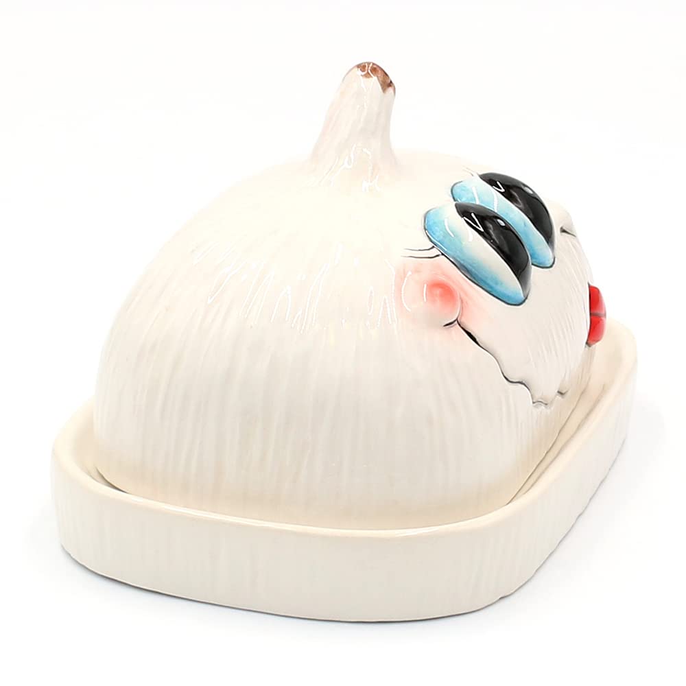 Portaburro Bianco 17x11,5x14 Cm Dekohelden24 Contenitore Per Burro In Ceramica, Dimensioni: 17 X 11,5 X 10 Cm, 10 Cm Contenitore Per Burro In Ceramica Bianco E Nero