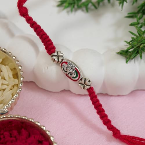 Image of I Jewels Thread Rakhi With Roli Chawal & Rakshabandhan Card for Brother /Bhai /Men /Bro