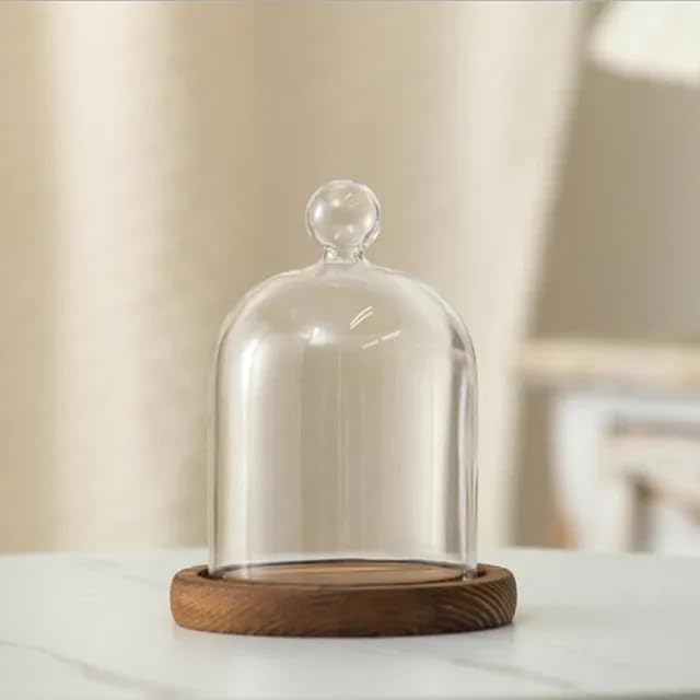 12 * 16cm Big Size Antique Base Different Top Glass Dome Vase Home Decoration Transparent Candle Cover Wedding Friend Favor Gift (1set Ball Dome Base)