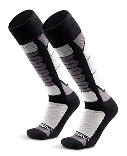 WEIERYA de Calcetines de Esquí Lana Merina 2 pares, Calcetines Térmicos Acolchados Hasta la Rodilla Para Esquiar, Snowboard, Deportes de Invierno al Aire Libre Gris XL Cover