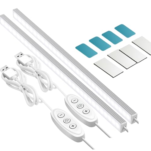 GLVSAE Under Cabinet Kitchen Lights, Dimmable LED Closet Light, 31cm Plug-in Light Bar, 6000K, 10-Levels Brightness, Ultra-Thin for Kitchens, Cupboard, Desk, Bedroom (2 Pack)