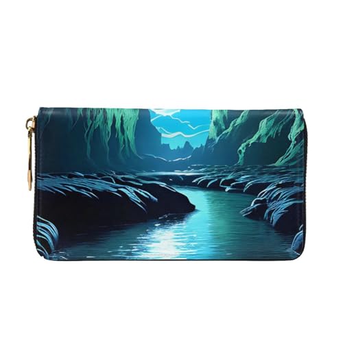 Water Moon Cave Women's Wallet Long Zip Around, Premium Vegan Leather Wallet with 12 Card Holders, Large Capacity,Gift Ready Packaging2
