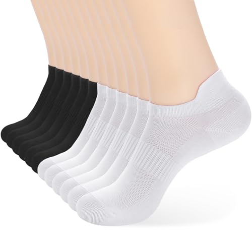 Image of Corlap Ankle Socks Women /Men 8-12Pairs Low Cut No Show Thin With Heel Tab | Ladies White Low Rise Short Summer Athletic Running Workout Sneaker Yoga Pilates Footies Lightweight Socks 7-9 9-11