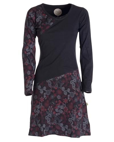Vishes - Alternative Bekleidung - Asymmetrisches Langarm Jersey Kleid Damen kurz schwarz 42