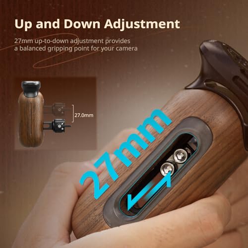 Image of SmallRig Wooden Side Handle for Camera Cages with NATO Clamp, Left or Right Side Ergonomic Handgrip, 27mm / 1.06in Up /Down Vertical Adjustment, 15kg / 33.1lb Load Capacity