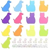 390 Pcs Cat Sticky Post it Notes Animal Sticky Notes with 14 Pcs Cat and Dog Paper Clips Cute Dog Sticky Notes Colorful Self-Stick Note Pads Back to School Supplies(7 Colors)