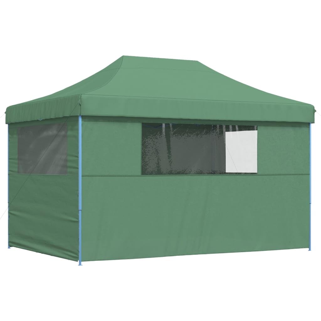 Markiza Pop-up 4 ściany zielony, 410 x 279 x 315 cm | Dach z tkaniny Oxford z powłoką PCW, przezroczyste okna, wejście z zamkiem błyskawicznym, rama stalowa