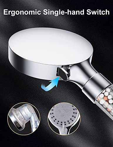 Filtered Shower Head, Odmj Shower Head With 6 Spray Modes, High Pressure Shower Head With 59" Hose And Bracket, Hand Held Shower Head Filter For Hard Water, Water Saving Spray Soft Spa Shower Head #TOP3