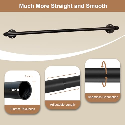 SIBRAD Seamless Wrap Around Curtain Rods 120 to 240 Inch, 1 Inch Heavy Duty Blackout Drapery Pole, Smooth Gliding No-Snag Spliced Connection, Indoor/Outdoor Room Divider, Industrial Black — view 2