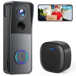 XTU Video Doorbell Camera Wireless, No Monthly Fees, Human Detection with Alerts, 2K Resolution, 166° Wide Angle, 2-Way Audio,2.4G Wi-Fi, Work with Alexa/Google Assistant, Home/Indoor/Outdoor Security