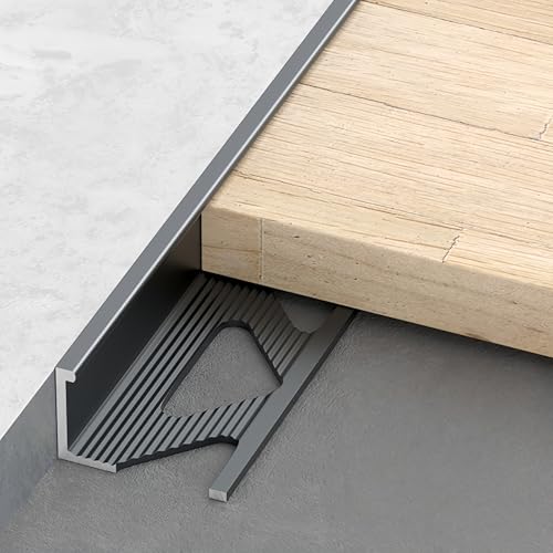 NuoNxuo 見切り材 フロアタイル コーナーガード 長さ125cm 2個セット アルミ素材 タイルエッジトリム 内径10.5mm 12.5mm 防水 防湿 防錆 長持 モールディング材 金属 エッジストリップ 建築 住宅資材(E_内径10.5mm)