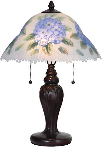 Bieye L30780 Lampe de table en verre peint à la main avec base en métal, bleu, 35,6 x 48,3 cm