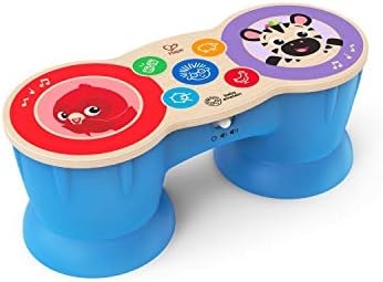Baby Einstein, Hape, Upbeat Tunes Magic Touch Drum, Wooden Musical Toy Instruments for Toddlers, Cause and Effect, 2 Play Modes, Sound Effects, Ages 6 Months +