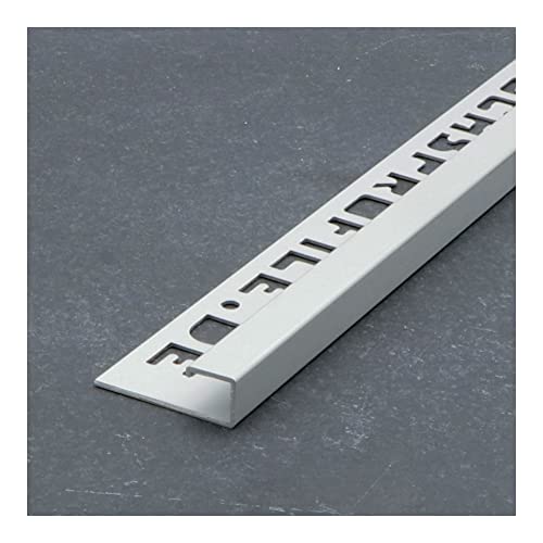 2,5 MÉTRE – Hauteur: 10mm PRÉMIUM profilé pour carrelage carré aluminium argent pâle, matériau de 1 mm, rail de 250cm
