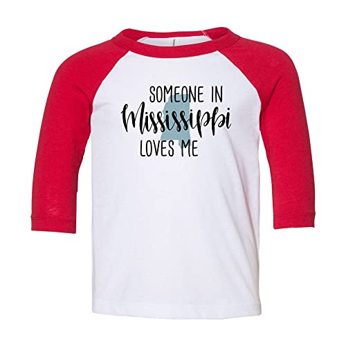 Someone in Mississippi Loves Me Kids Three-Quarter Raglan Sleeve Baseball Shirt Toddler