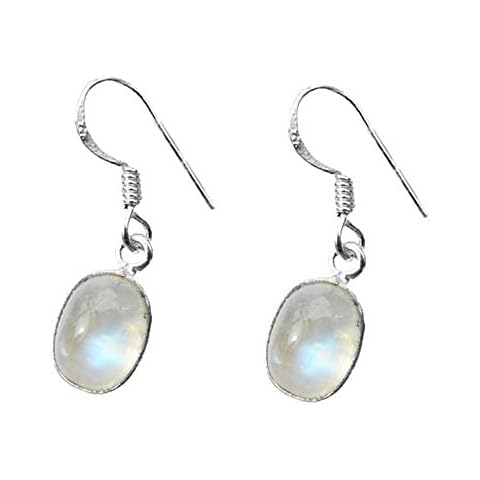 925 Sterling Silver Moonstone Oval Light Fishhook Earrings - The"Healing Gemstone" Cover