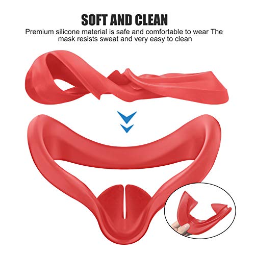 Masiken Silicone Vr Face Cover For Oculus Quest 2 Face Pad - Meta Quest 2 Washable Nose Pad Light Blocker, Sweatproof Comfort Quest 2 Insert Vr Mask Accessories (Red) #TOP2